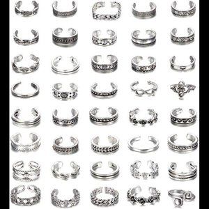 ORAZIO 40 Pcs Toe Rings for Women Men Open Vintage Retro Finger Toe Ring Tail